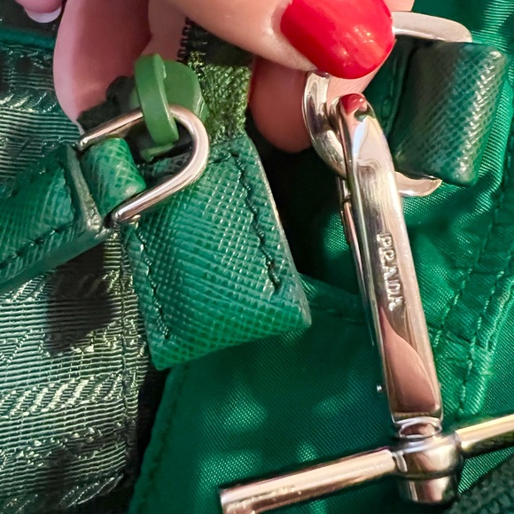 Prada AUTHENTIC Emerald Green Nylon bag with saffiano leather accents. NEW!! - Picture 11 of 15